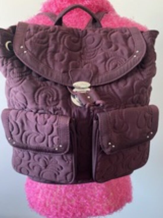 VERA BRADLEY Classic Metal Clasp Maroon Backpack Wine Microfiber Gorgeous & Rare main image 10